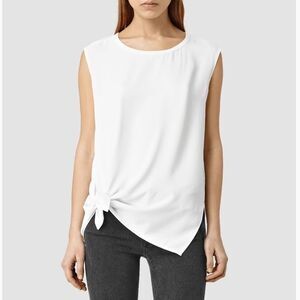 ALLSAINTS Heny Top White Tie Front Medium Sleeveless NWOT‎ Classic